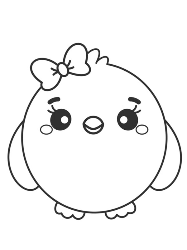 Kawaii Chicken Coloring page