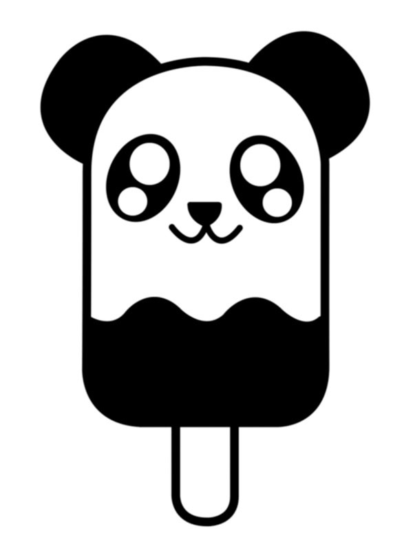 Kawaii Panda ice cream Coloring page