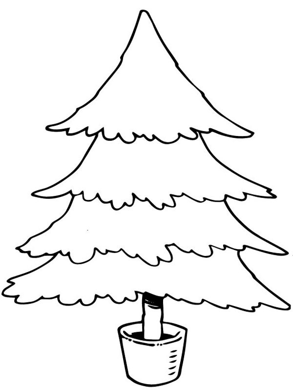 Christmas tree in pot Coloring page