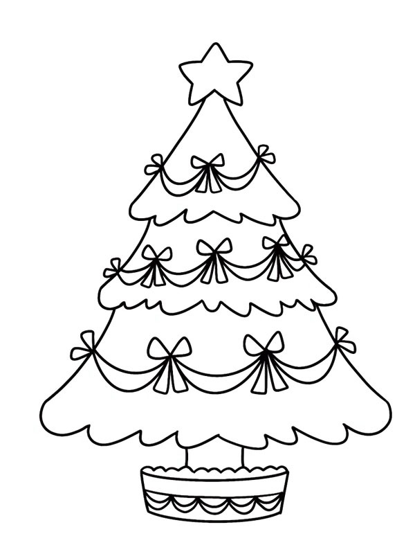 Christmas tree with Christmas bows Coloring page