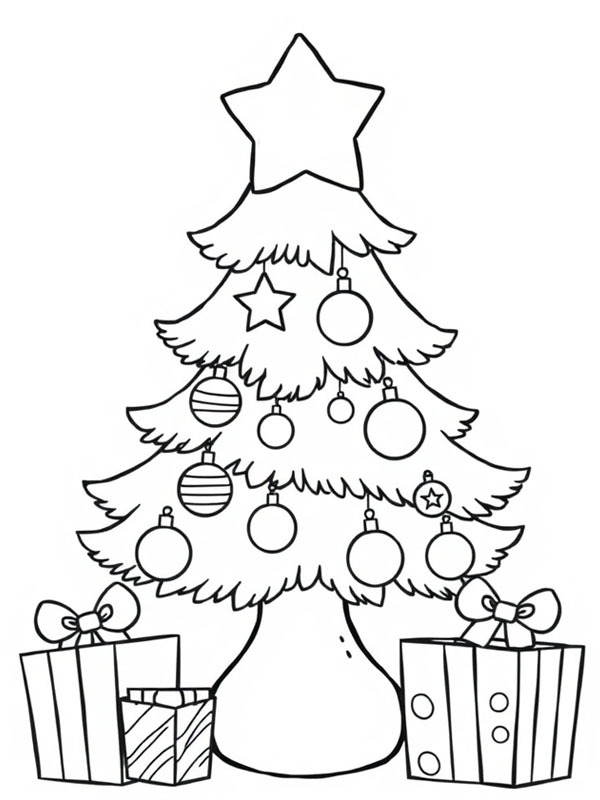 Christmas tree with star Coloring page