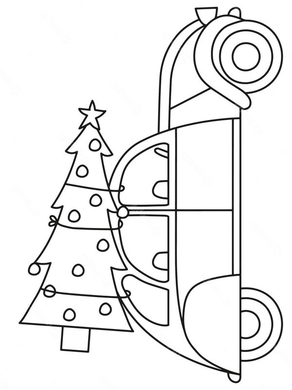 Christmas tree on the roof Coloring page