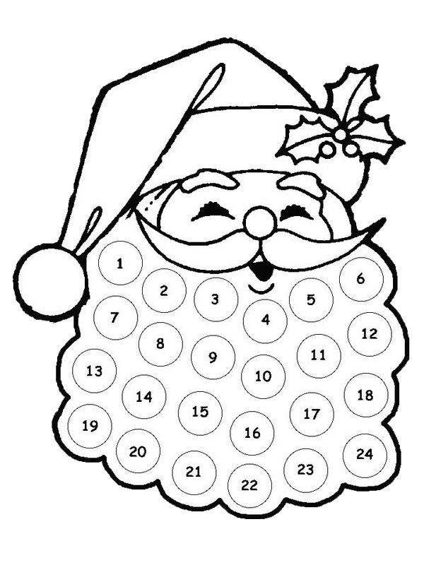 Santa Claus Advent Calendar Coloring page