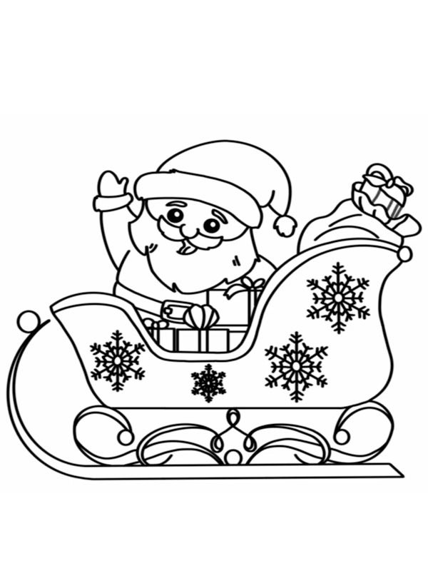 Santa on a sleigh Coloring page