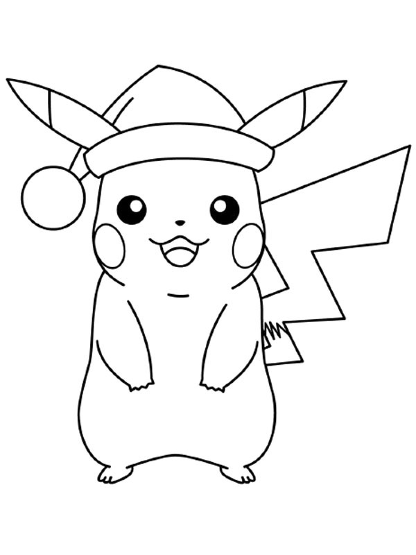 Pikachu with Santa hat Coloring page