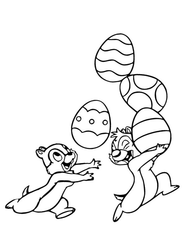 Chip and Dale with Easter eggs Coloring page