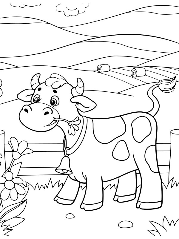 Cow in the field Coloring page