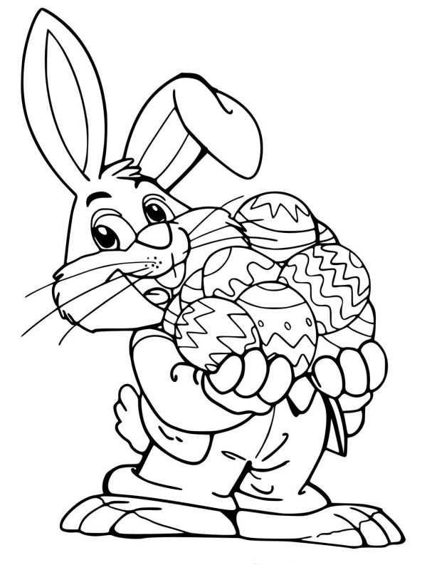 Rabbit with Easter eggs Coloring page