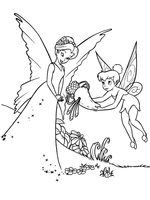 Queen Clarion and Tinker Bell Coloring page