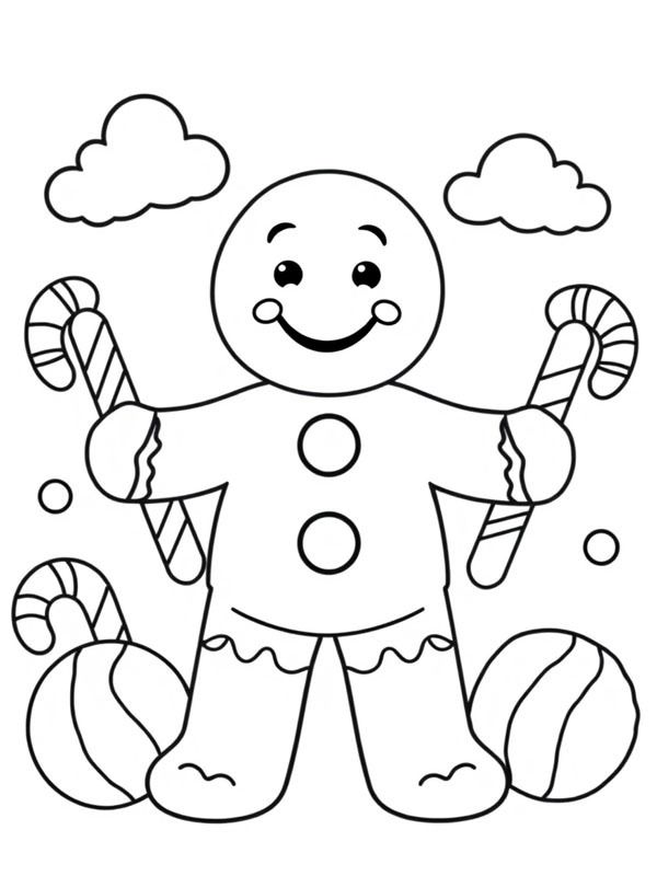 Smiling Gingerbread Man Coloring page