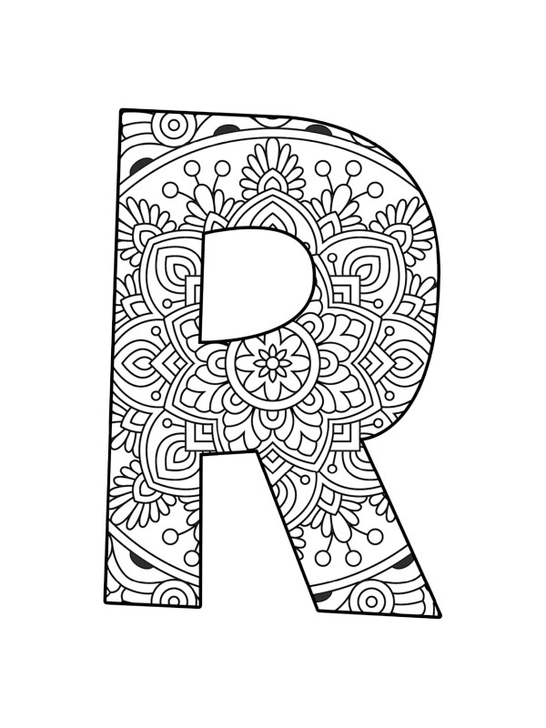 Letter R Mandala Coloring page