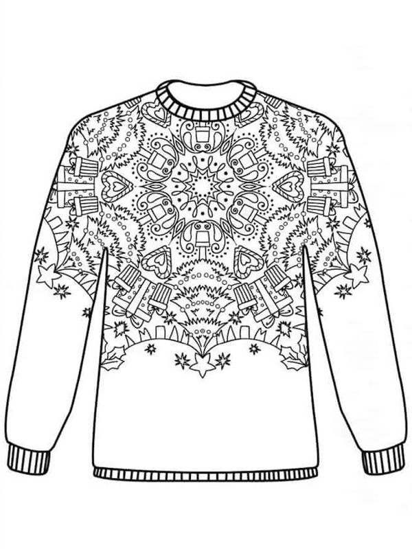 Mandala Christmas sweater Coloring page