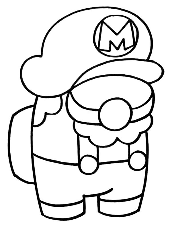 Mario Among Us Coloring Page - Funny Coloring Pages