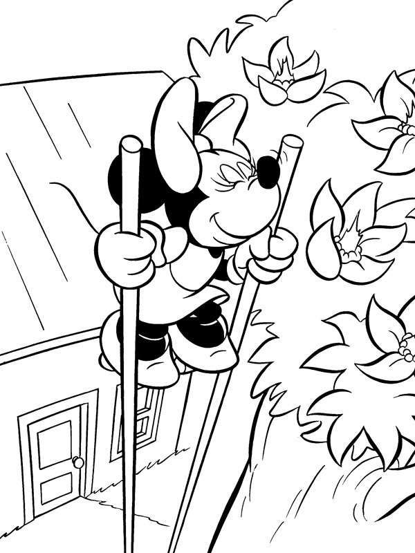 Minnie Mouse smells the flowers Coloring page