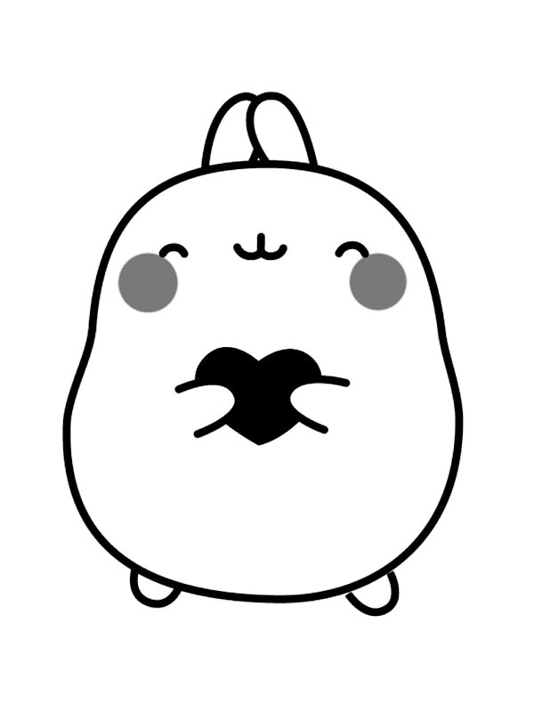 Molang holds a heart Coloring page