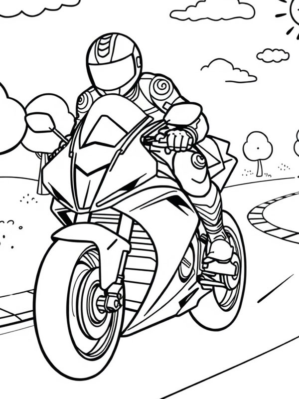 Motorcycling Coloring page