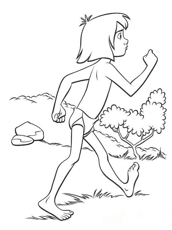 Mowgli walks Coloring page