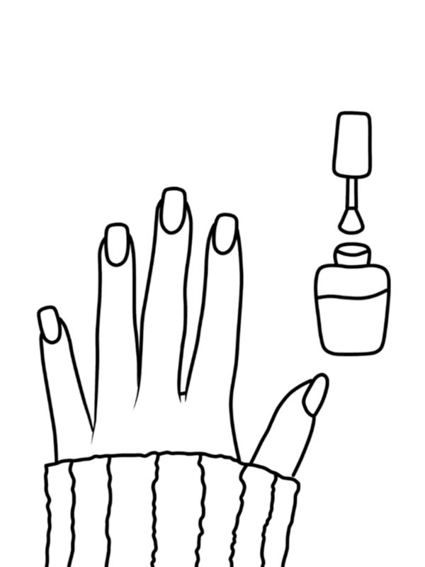 Drawing nails with nail polish Coloring page