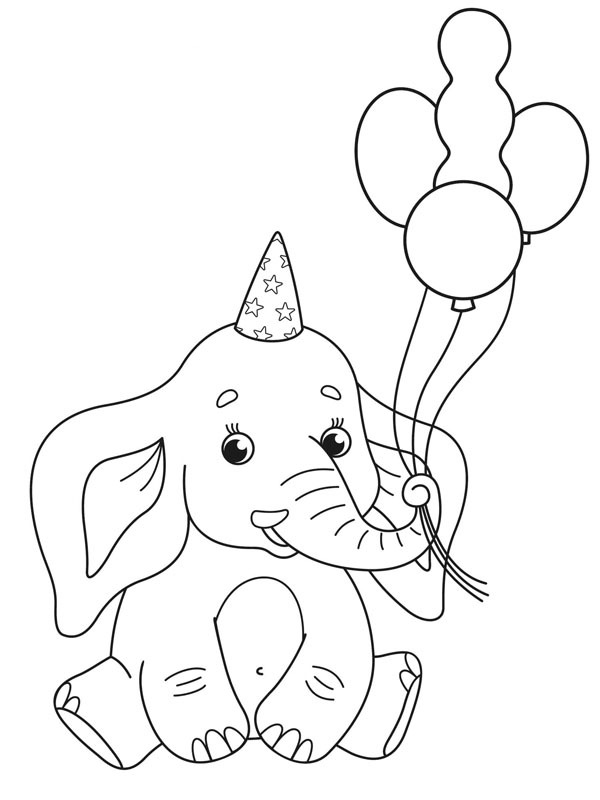 Elephant's birthday Coloring page