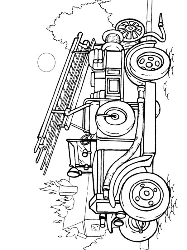 Classic Firetruck with ladder Coloring page