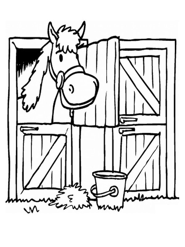 Horse stable Coloring page