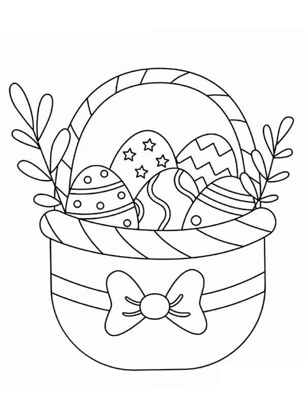 Easter basket with bow Coloring page