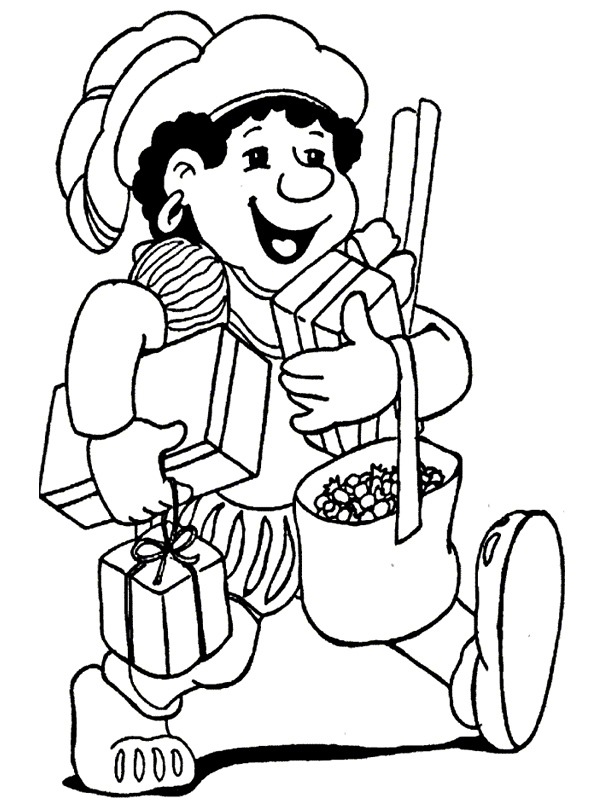 Piet brings presents Coloring page