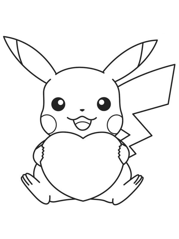 Pikachu holds a heart Coloring page