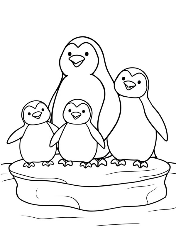 Penguin Family Coloring page