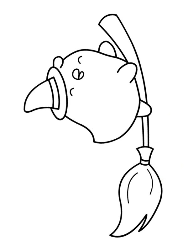 Piu Piu on a broom Coloring page