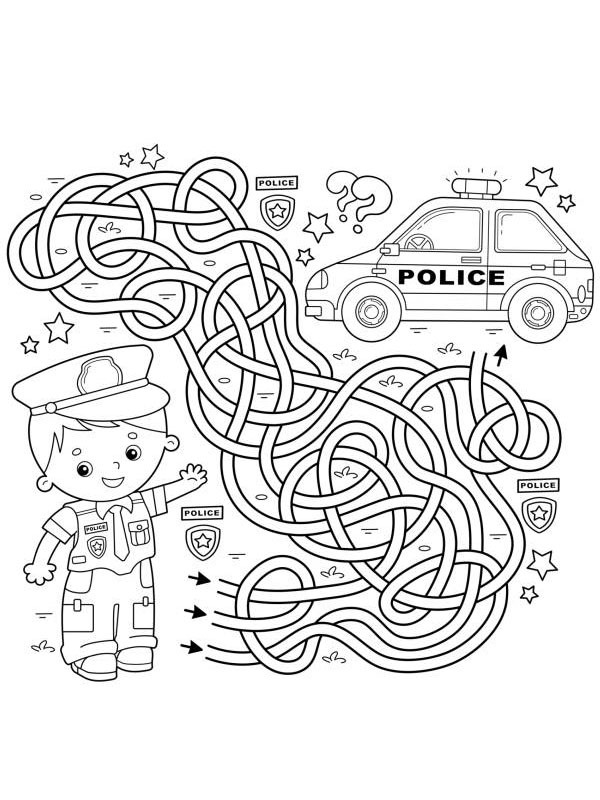 Police maze Coloring page