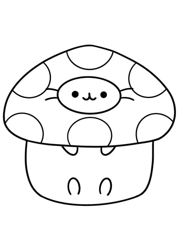 Pusheen Cat Mushroom Coloring page