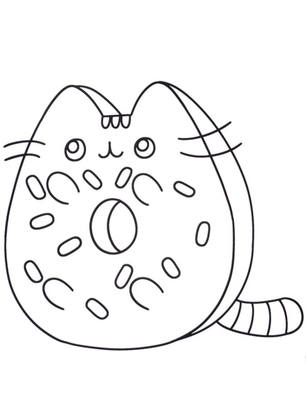 Pusheen donut Coloring page