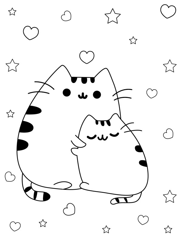 Pusheen with a friend Coloring page