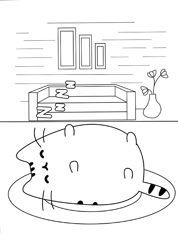 Pusheen sleeping Coloring Page - Funny Coloring Pages