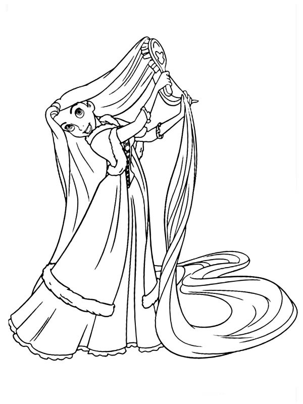 Rapunzel combing hair Coloring page