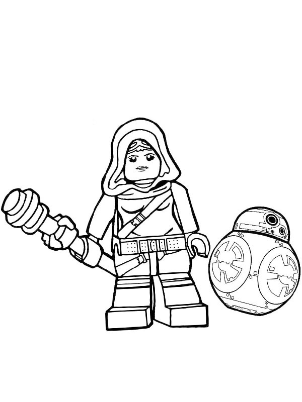 Rey and robot BB 8 Coloring page