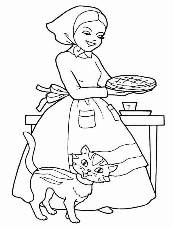 Little Red Riding Hood bakes cookies Coloring page