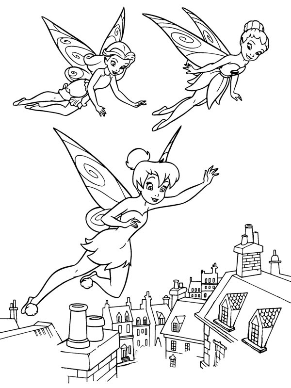 Rosetta, Iridessa and Tinker Bell Coloring page