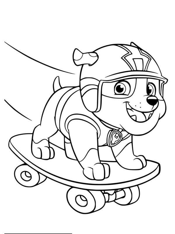 Rubble on a skateboard Coloring page