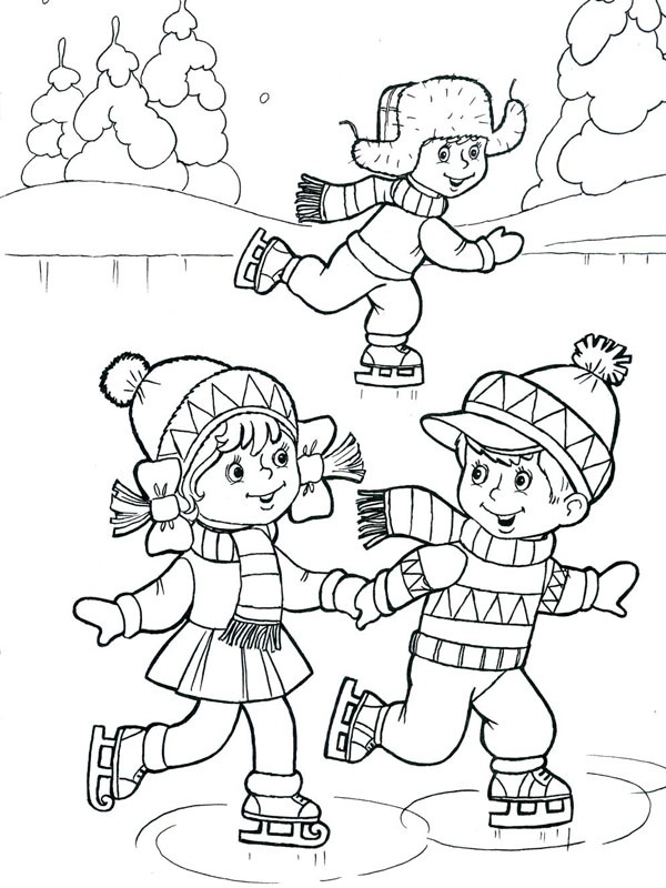 Skating on the ice Coloring page