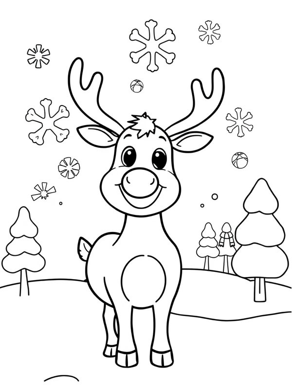 Cute reindeer Coloring page