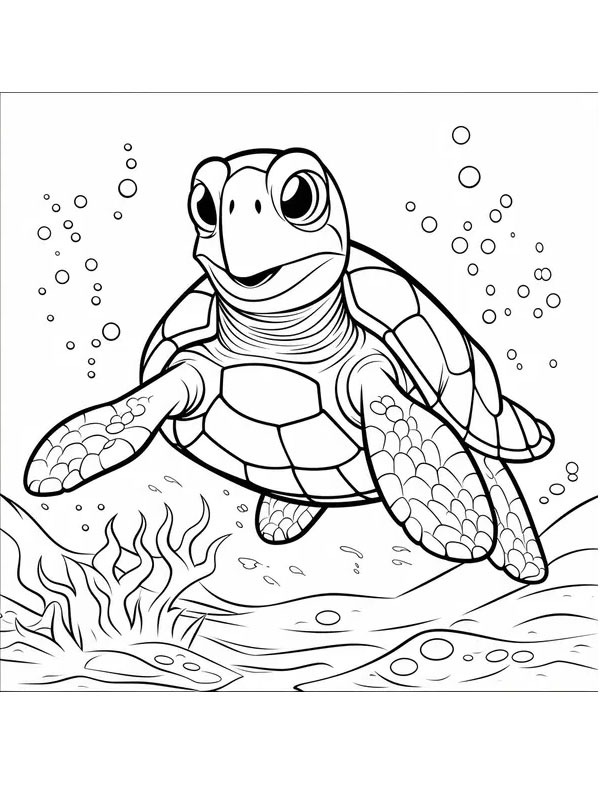 Turtle underwater Coloring page