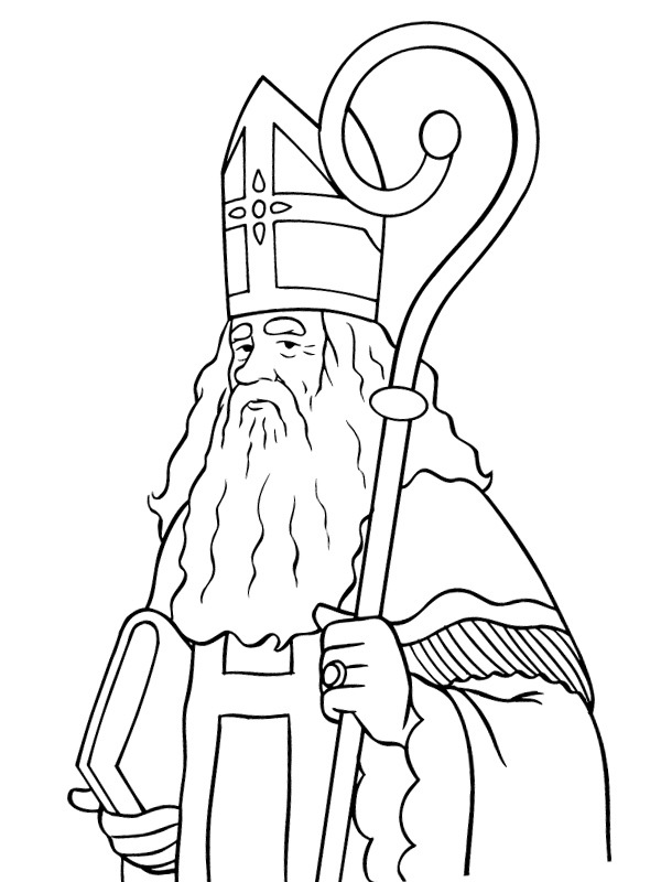 Saint Nicholas with crook Coloring page