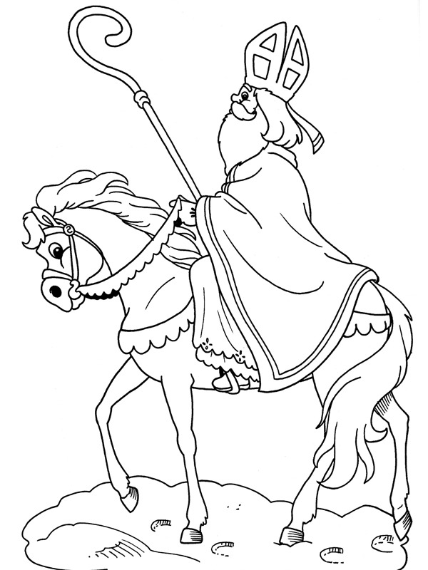 Saint Nicholas on the horse Coloring Page - Funny Coloring Pages