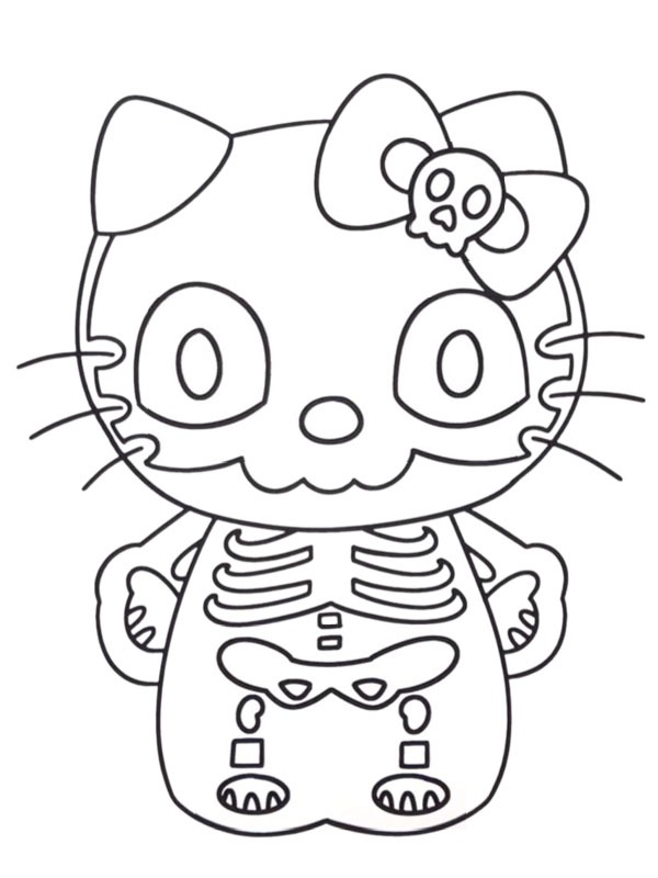 Skeleton Hello Kitty Coloring page