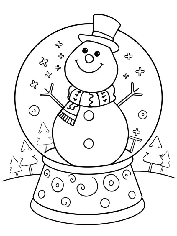 Snowman Snowglobe Coloring page