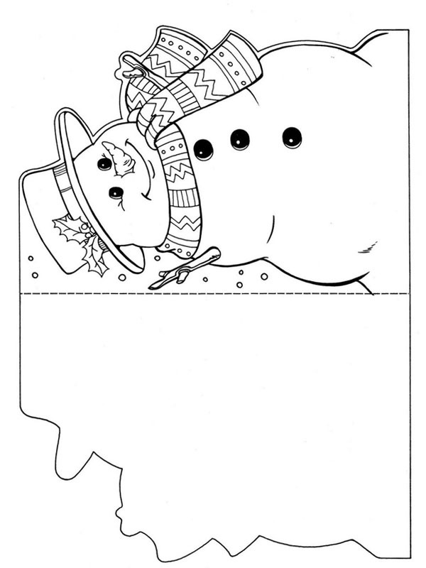 Snowman Christmas card Coloring page