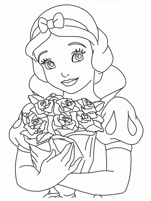 Snow White with rozes Coloring page