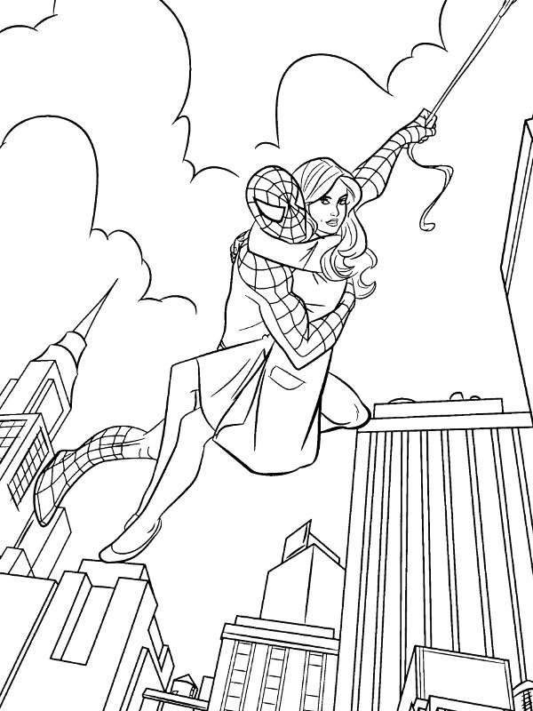 Spider-Man and Mary Jane Coloring page